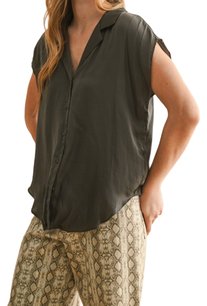 The Avril Blouse- Charcoal