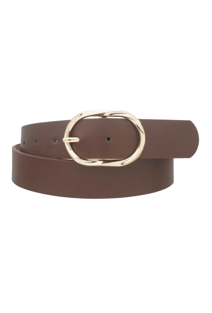 Twist Oval Buckle Belt- Brown