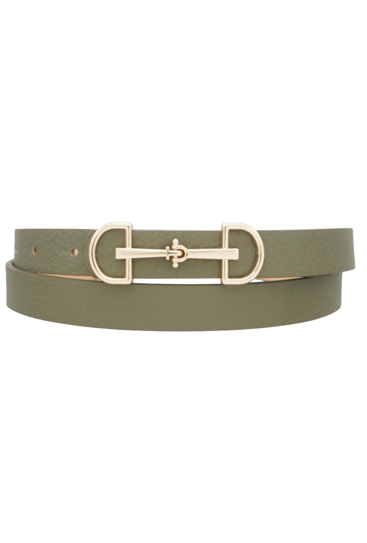 Mini Horseshoe Buckle Belt- Olive