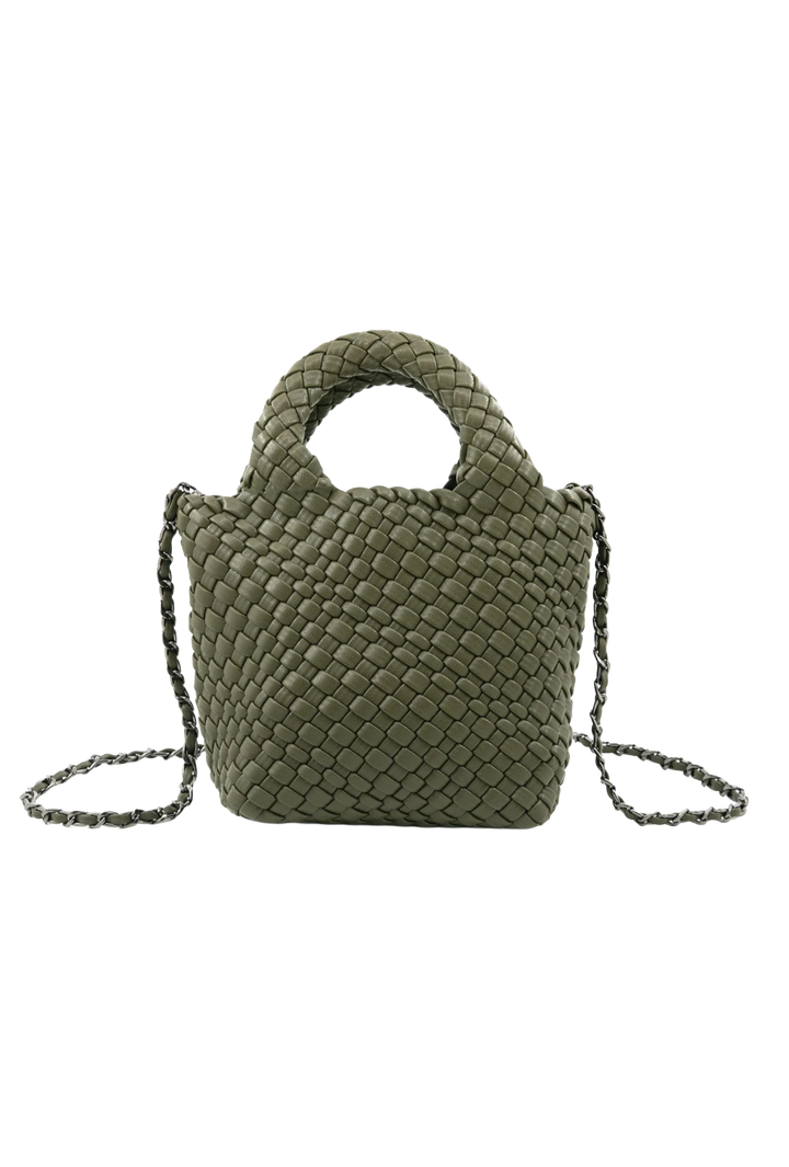 Mini Woven Tote Bag- Olive