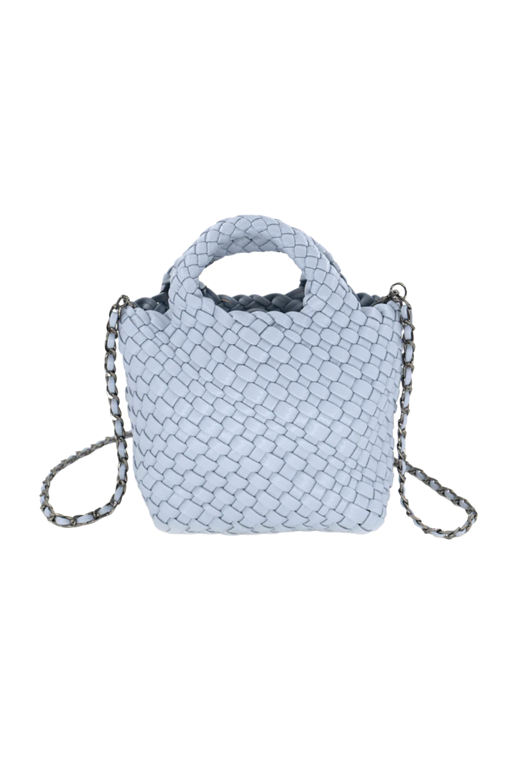 Mini Woven Tote Bag- Light Blue
