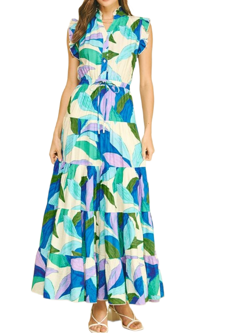 The Kimmia Maxi Dress- Blue Watercolor