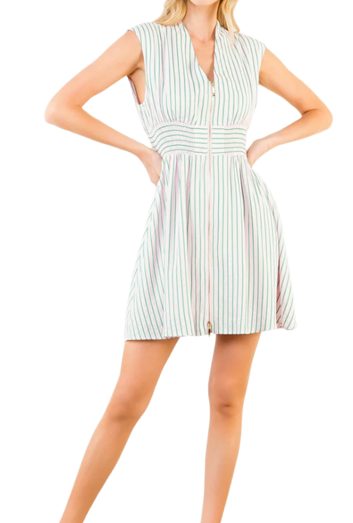 The Sutton Mini Dress- Green and Pink