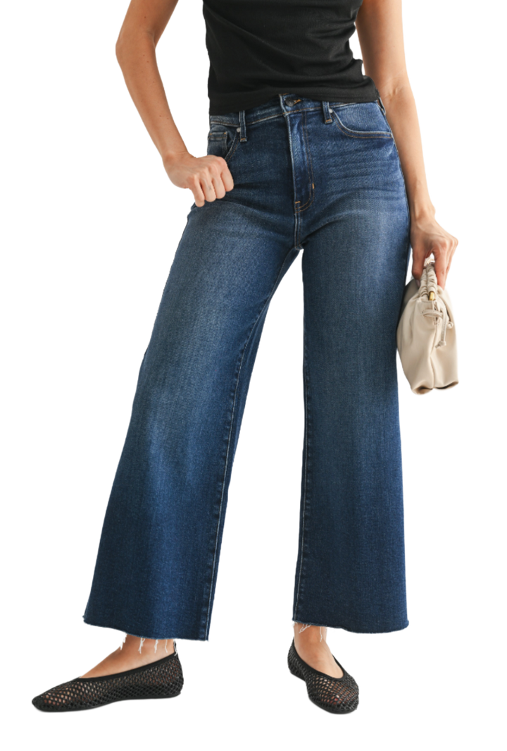 Dark Denim Wide Leg Scissor Cut Jean
