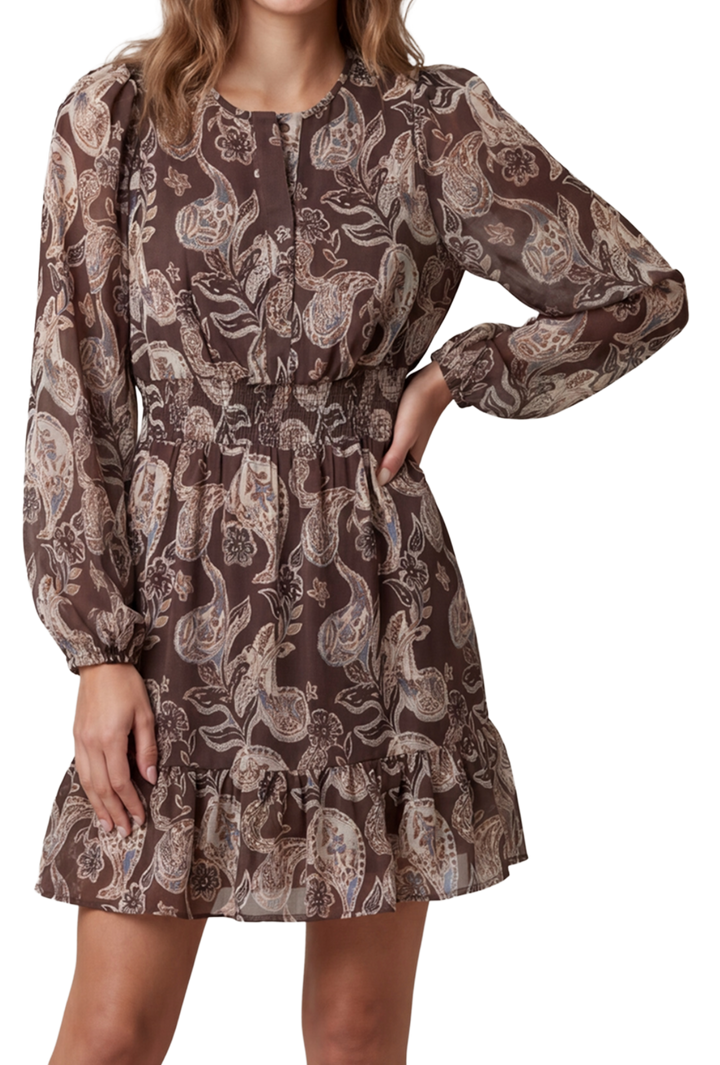 The Lily Mini Dress- Brown