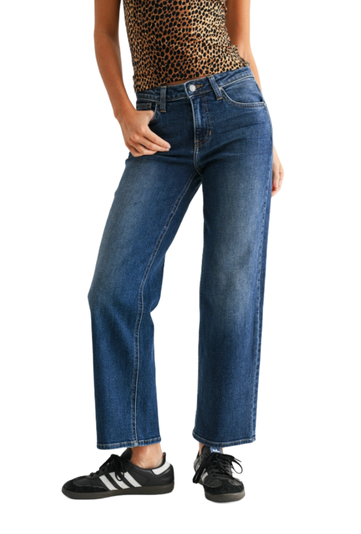 Mid Rise Slim Wide Leg Jean