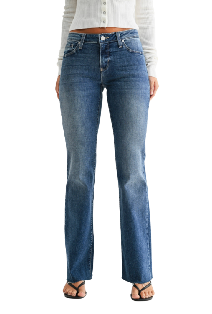 Mid Rise Scissor Cut Bootcut Jean- Medium Denim