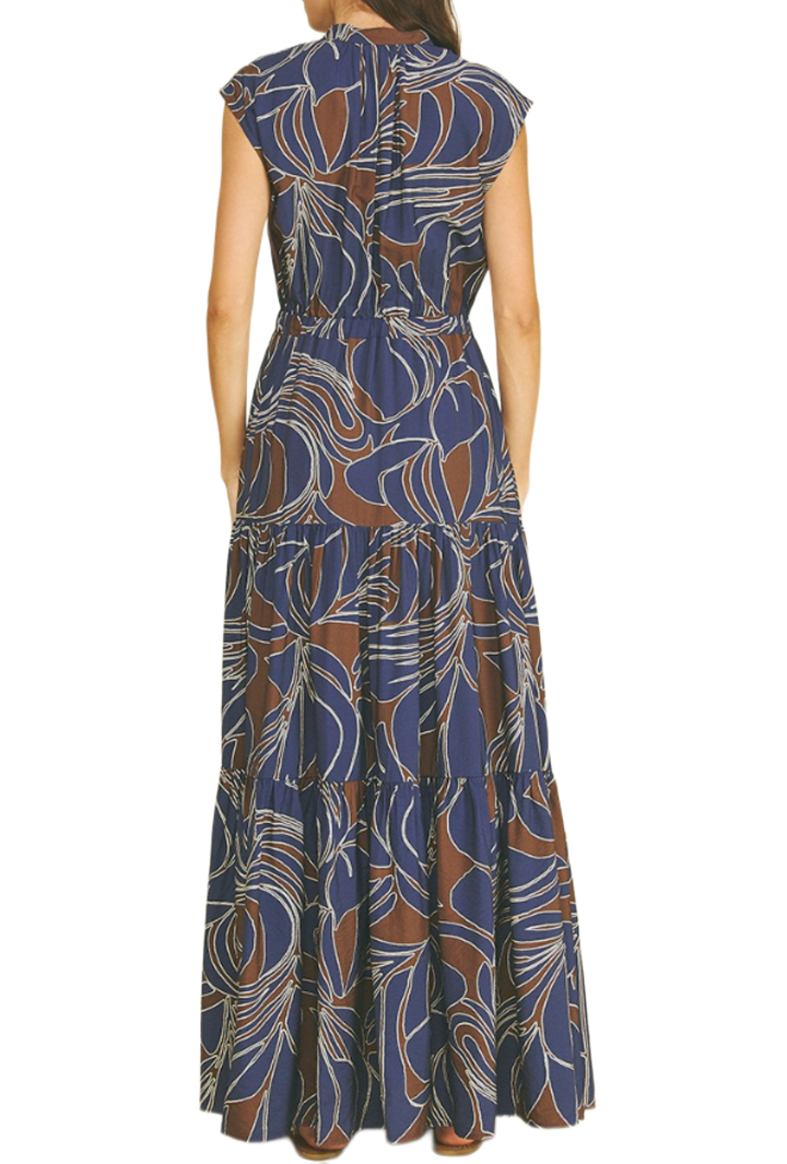 The Kimmia Maxi Dress- Navy and Brown