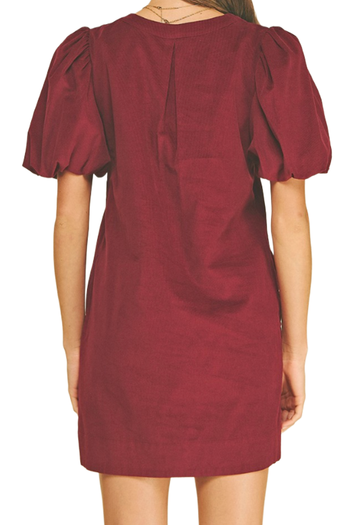 The Evalina Mini Dress- Burgundy