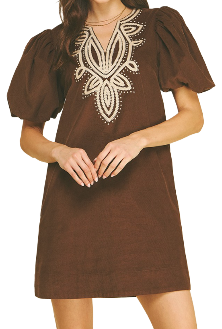 The Evalina Mini Dress- Chocolate