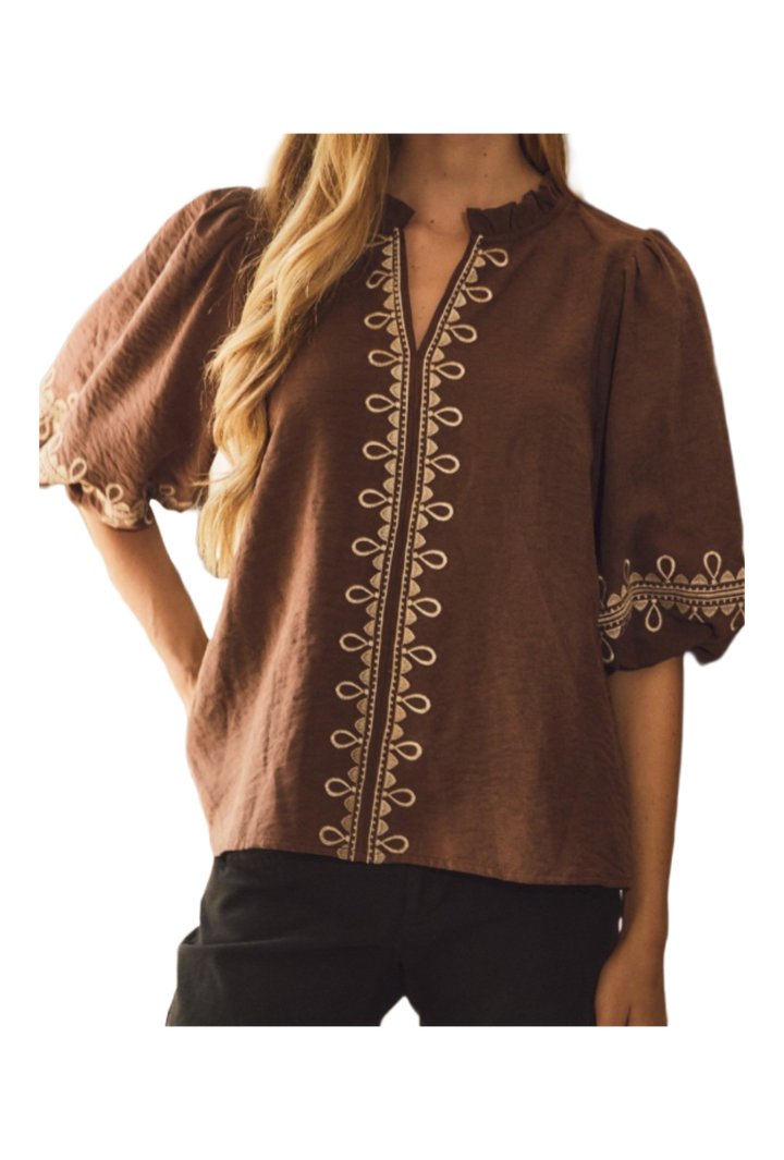 The Jemma Blouse- Chocolate
