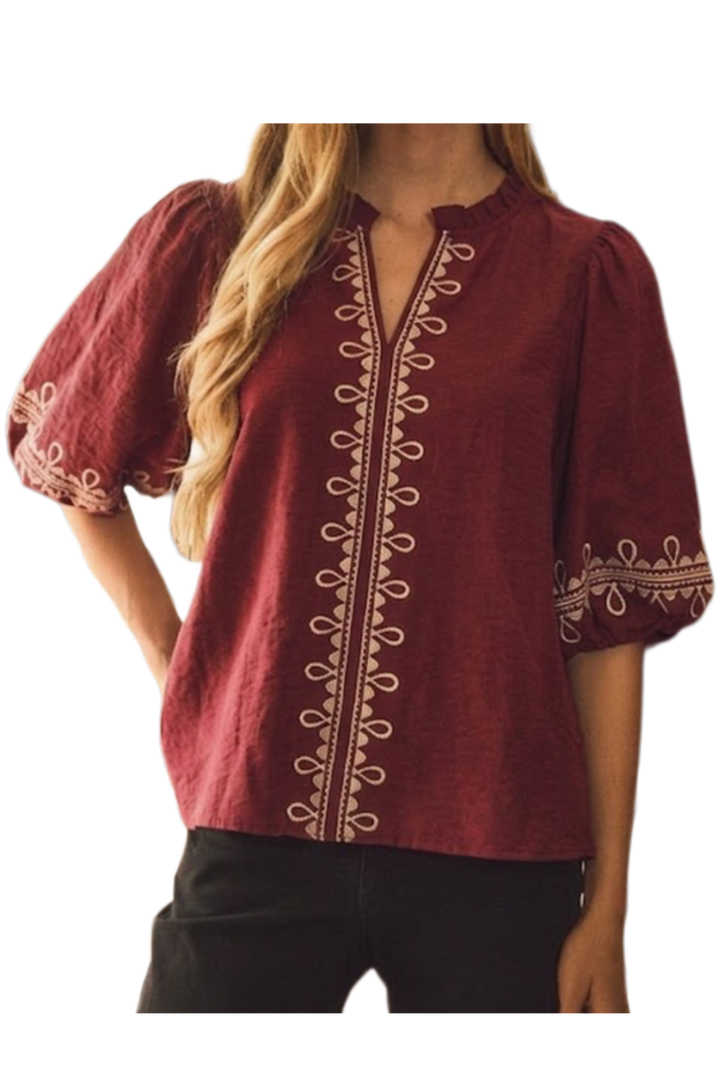 The Jemma Blouse- Wine