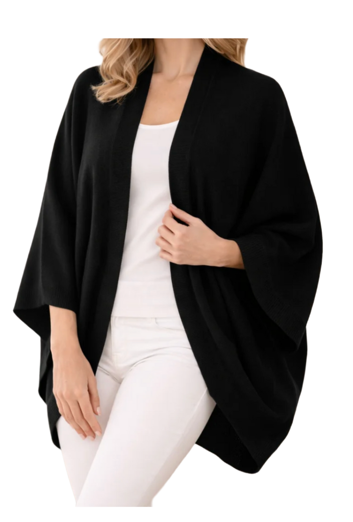 Soft Knit Open Wrap- Black