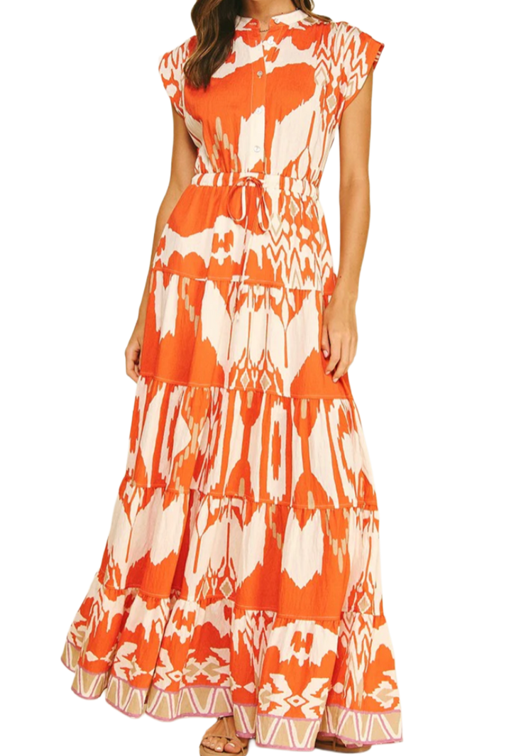 The Kimmia Maxi Dress- Orange Print