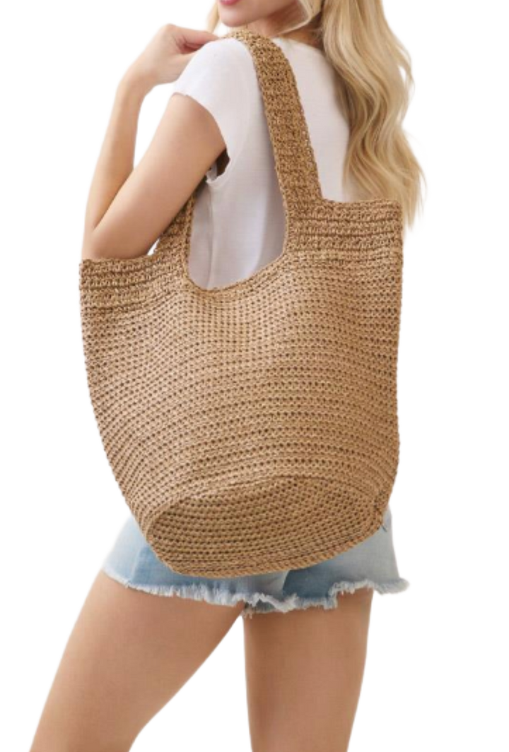 Round Bottom Handmade Strap Woven Straw Tote Bag