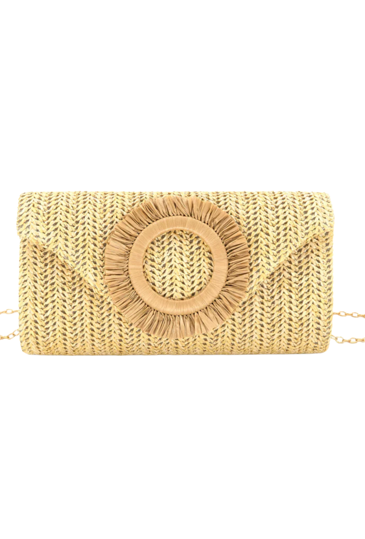 Fringe Ring Straw Clutch