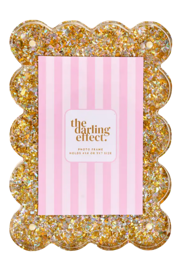 Rectangle Scalloped Acrylic Frame-Confetti Gold