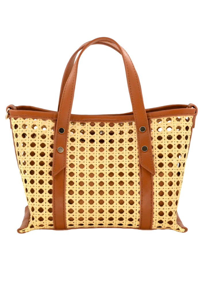Rattan Market Tote- Brown