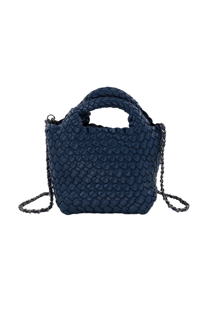 Mini Woven Tote Bag- Navy