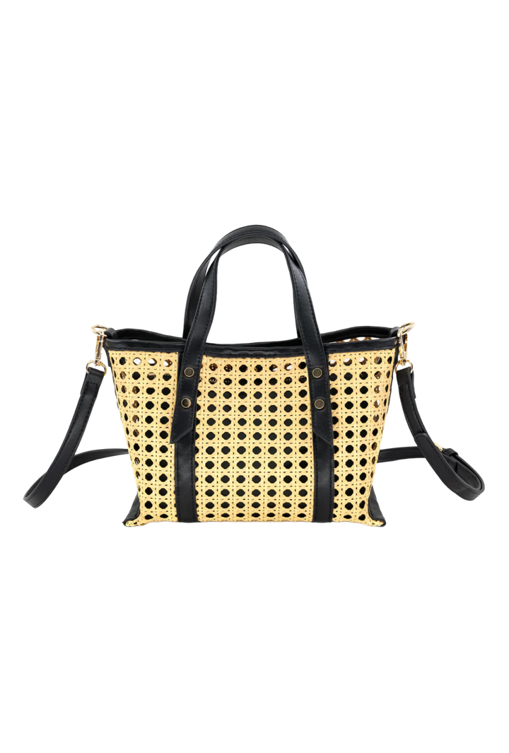Rattan Market Tote- Black