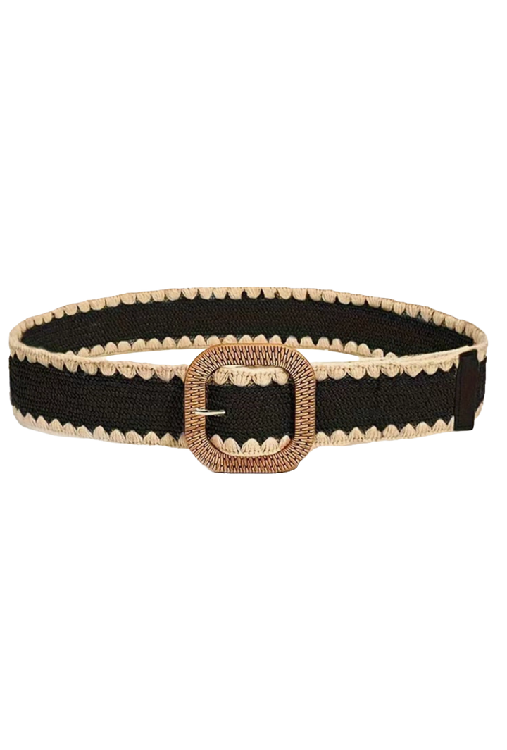 Coastal Contrast Woven Belt- Black