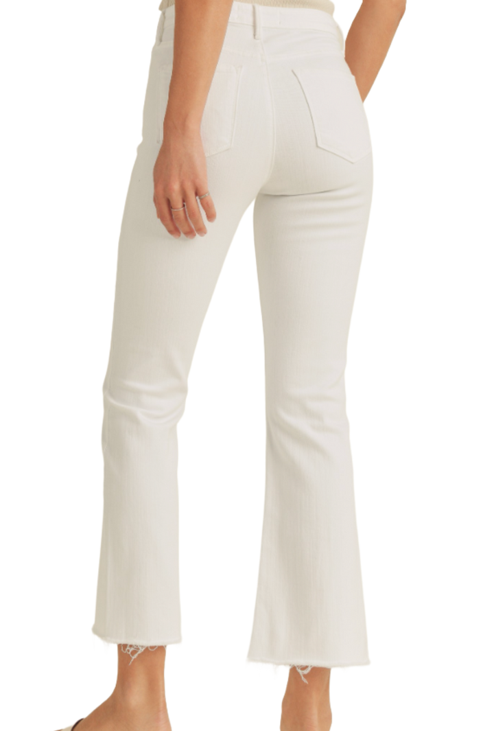 White High Rise Tonal Crop Flare