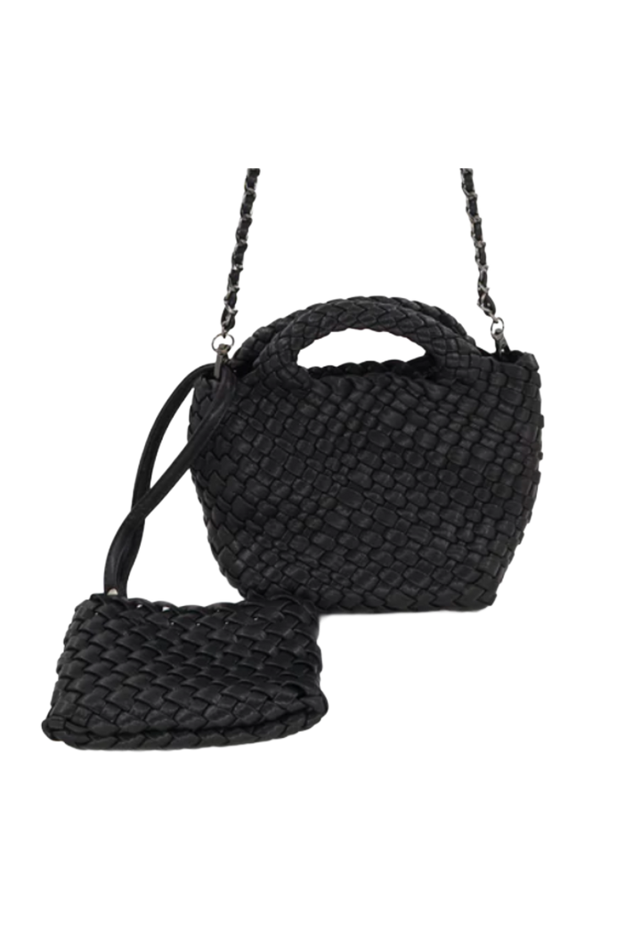 Mini Woven Tote Bag- Black