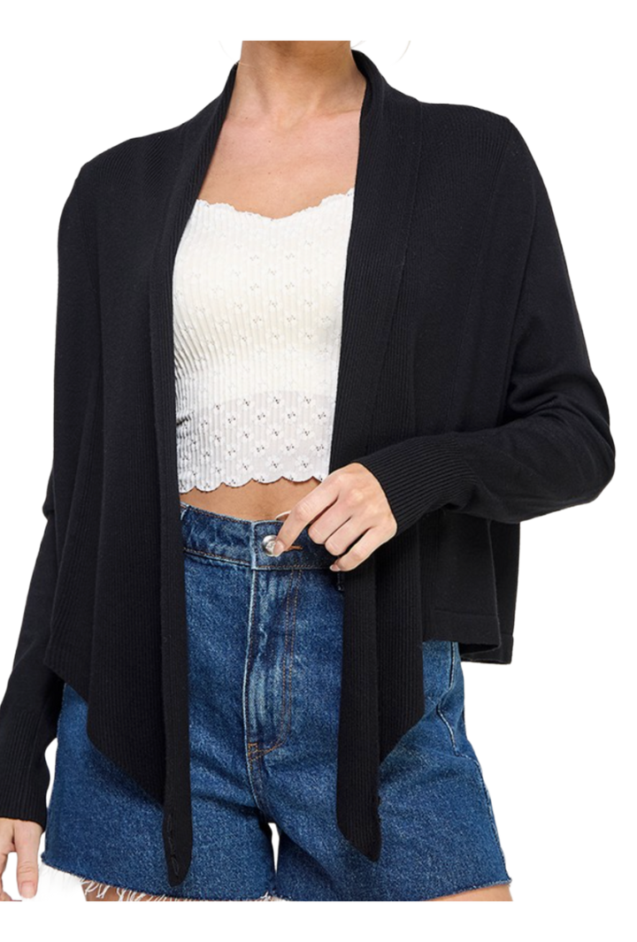 The Theresa Wrap Sweater- Black