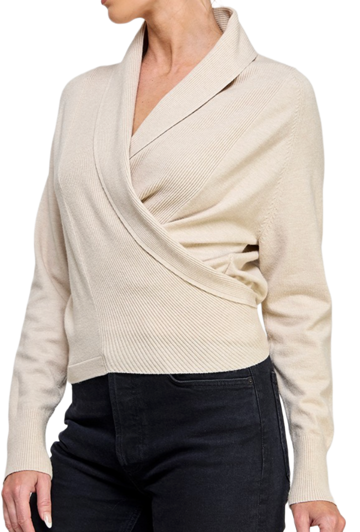 The Theresa Wrap Sweater- Beige