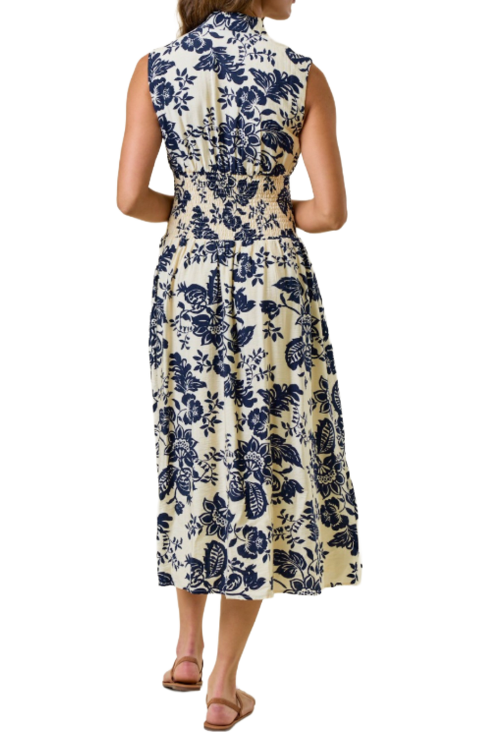 The Aurelia Midi Dress- Blue and White