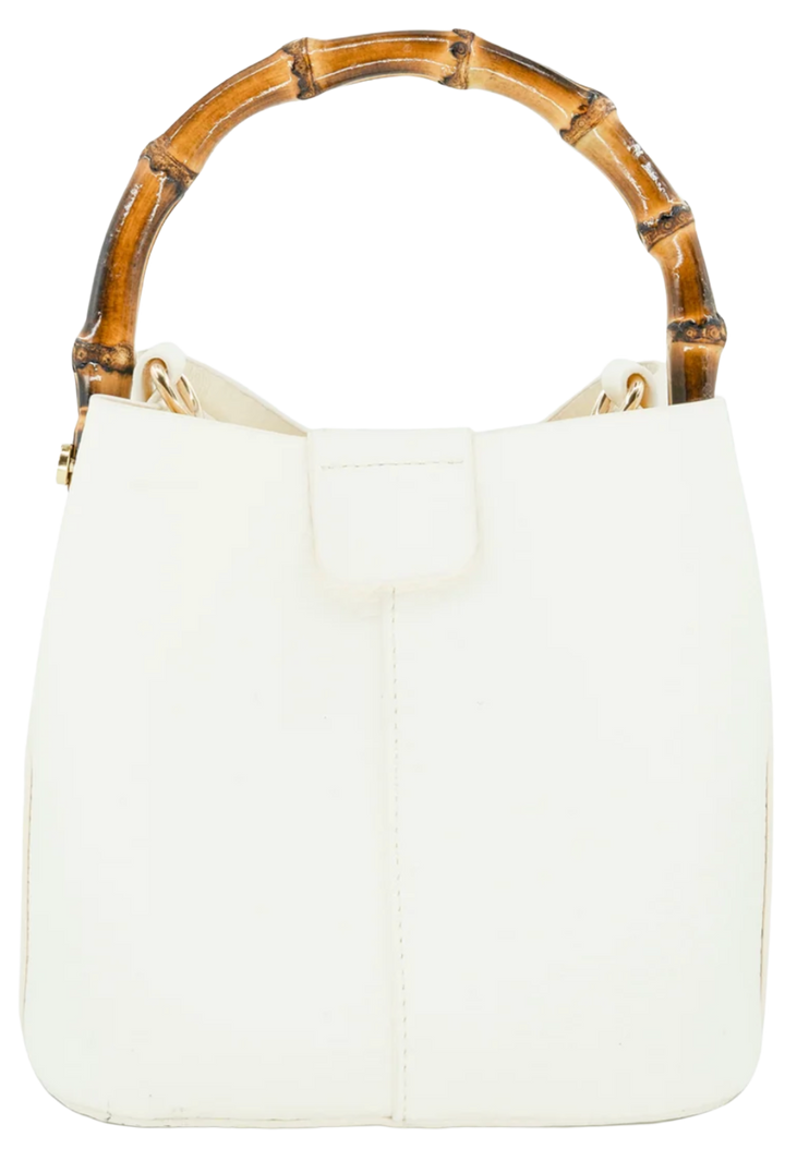 Ivory Bamboo Handle Bucket Bag