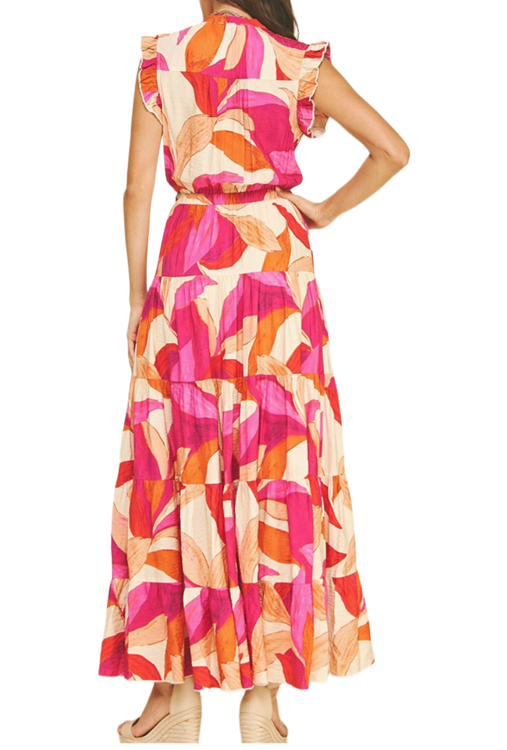 The Kimmia Maxi Dress- Pink & Orange