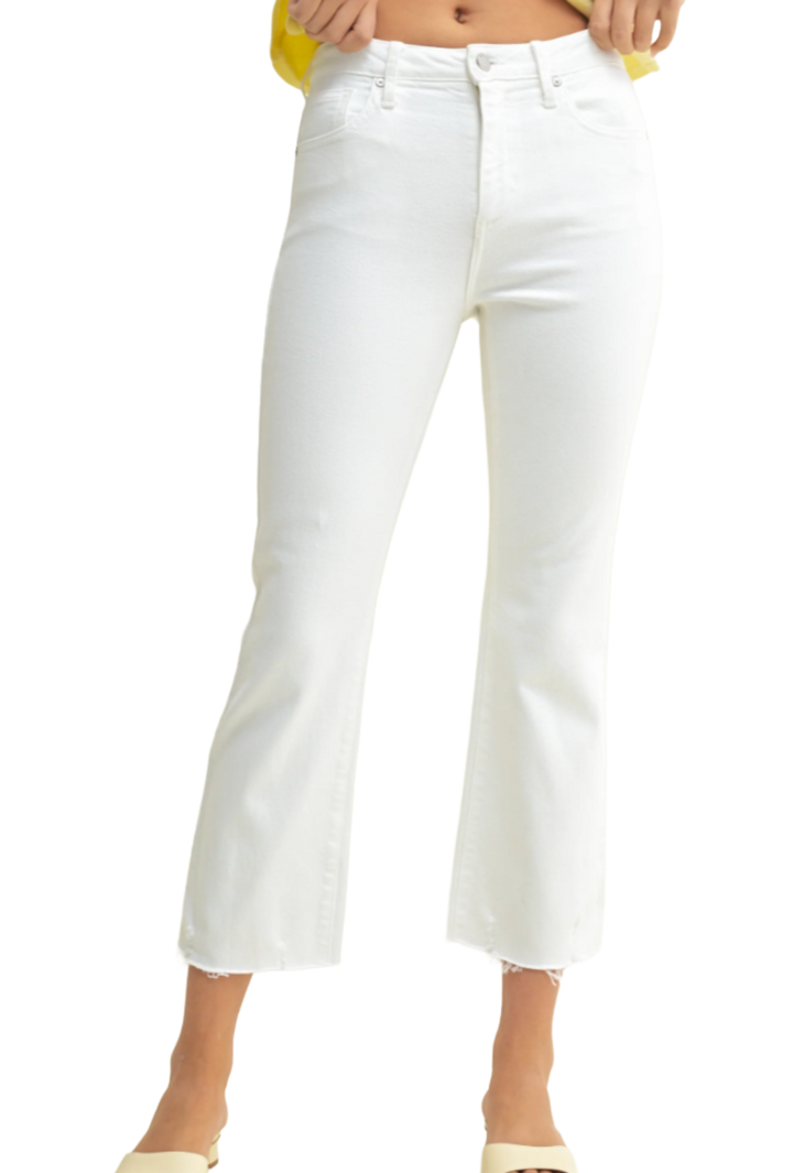 White Cropped Flare Jeans