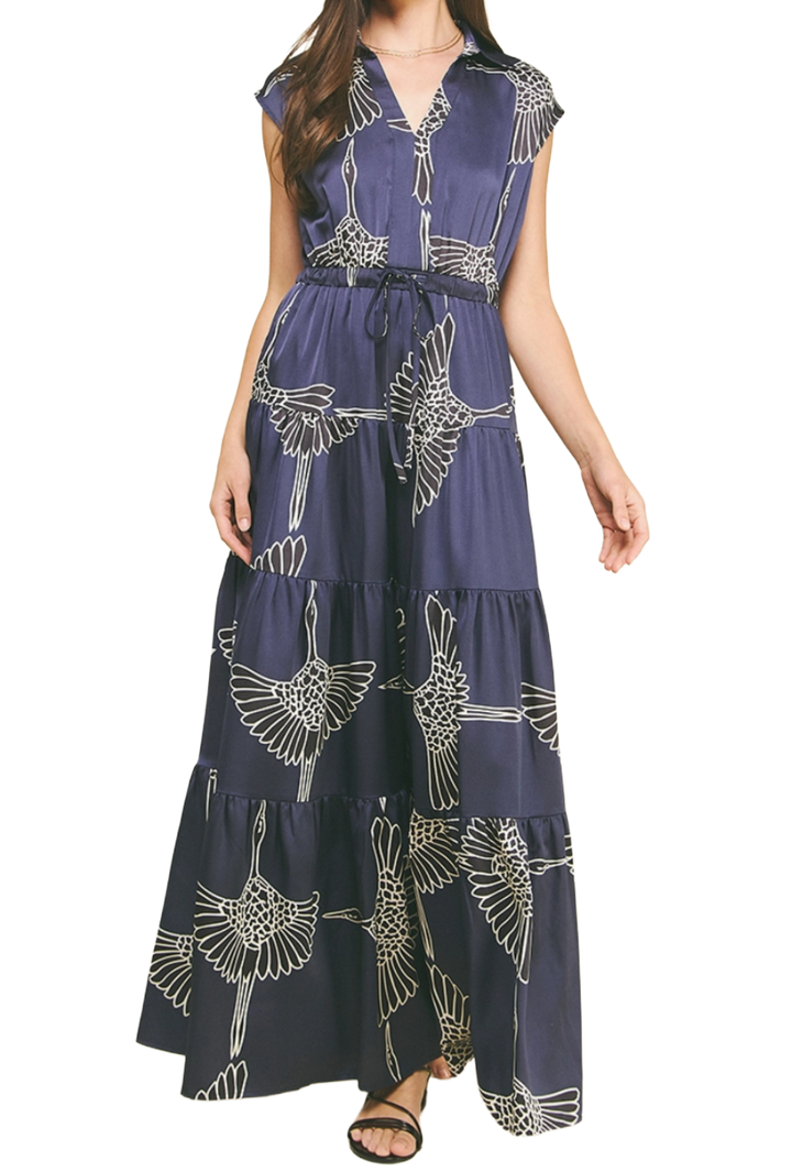 The Kimmia Maxi Dress- Navy and ivory