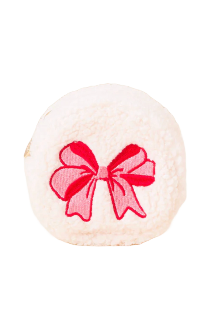 Red Bow Circle Teddy Pouch