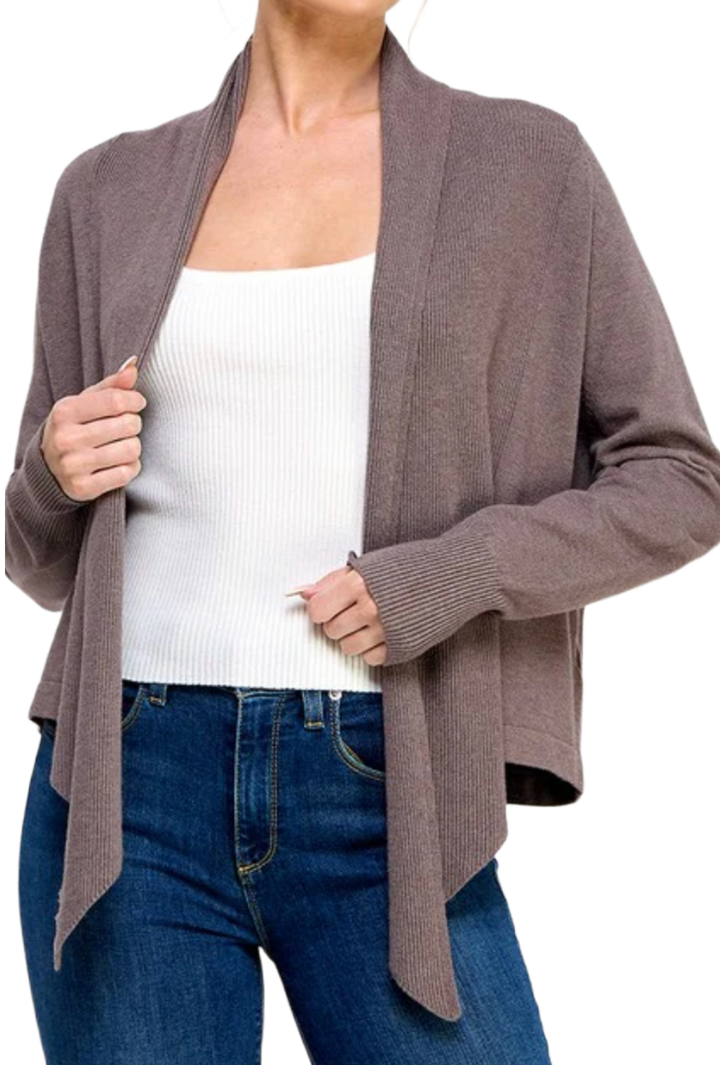 The Andrea Wrap Sweater- Mocha