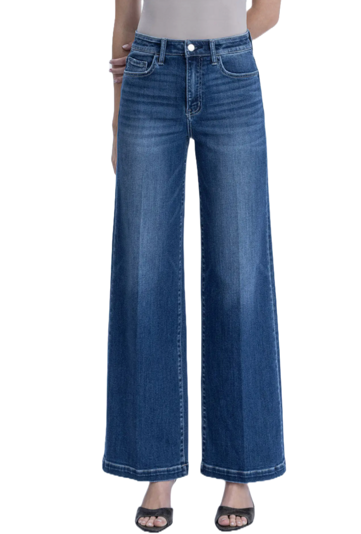 Super High Rise Crease Line Detail Wide Jeans
