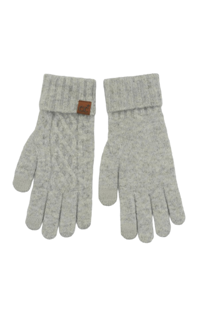 Cable Knit Gloves- Grey