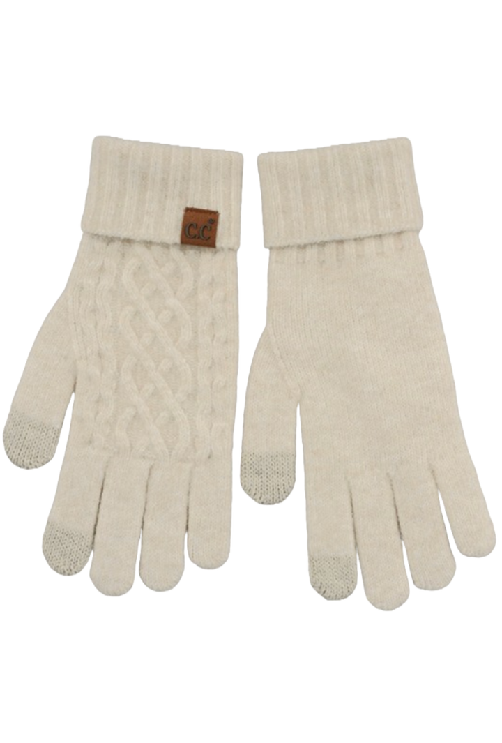Cable Knit Gloves- Cream