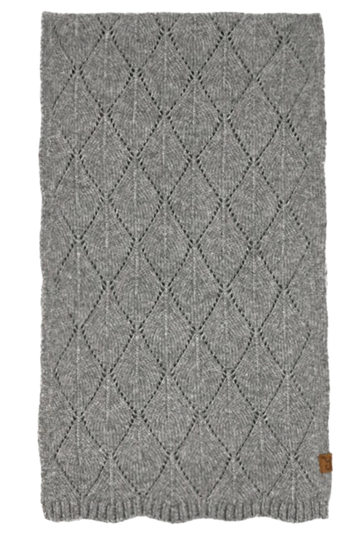 Leaf Pattern Solid Winter Oblong Scarf- Gray