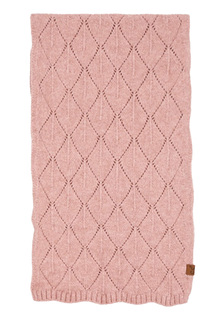 Leaf Pattern Solid Winter Oblong Scarf- Rose
