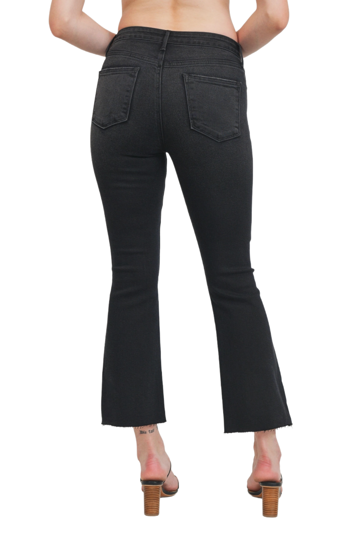 Black High Rise Tonal Crop Flare