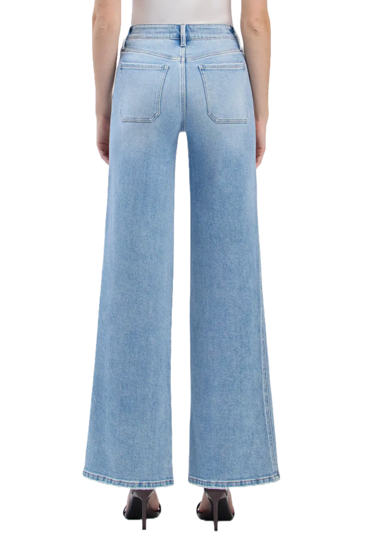 High Rise Patch Pocket Wide Leg Jeans