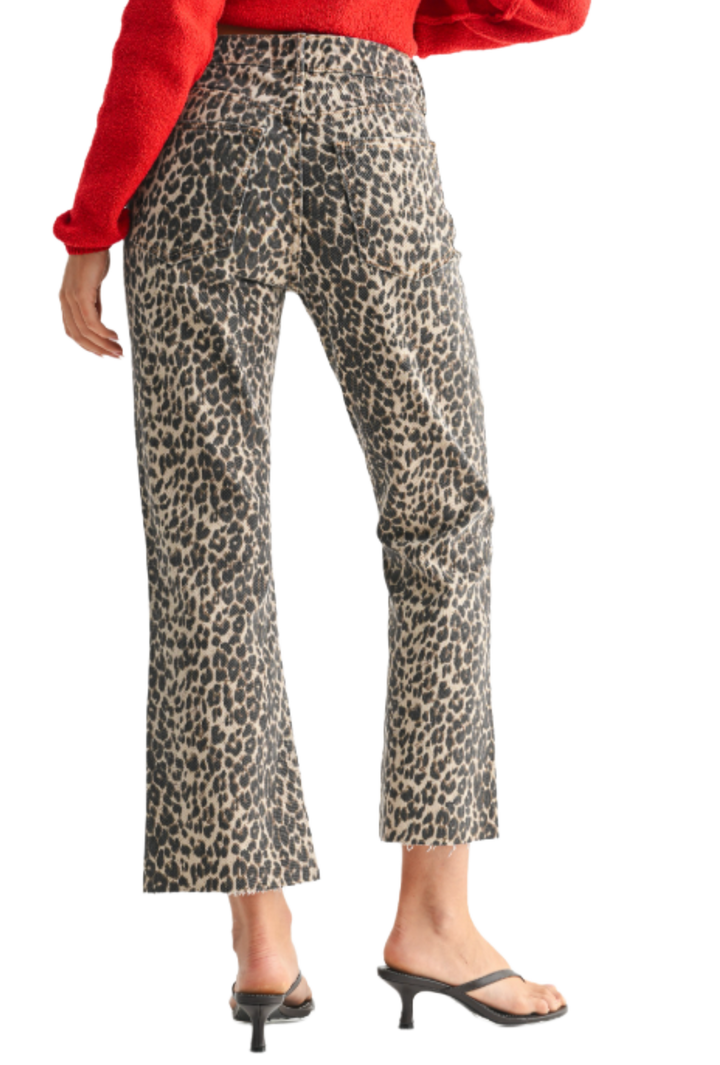 Leopard Printed High Rise Cropped Flare