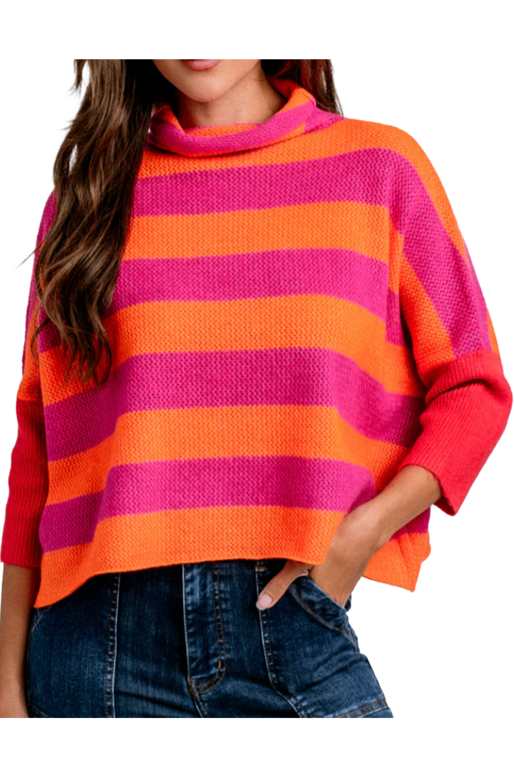 The Kim Sweater- Pink and Orange
