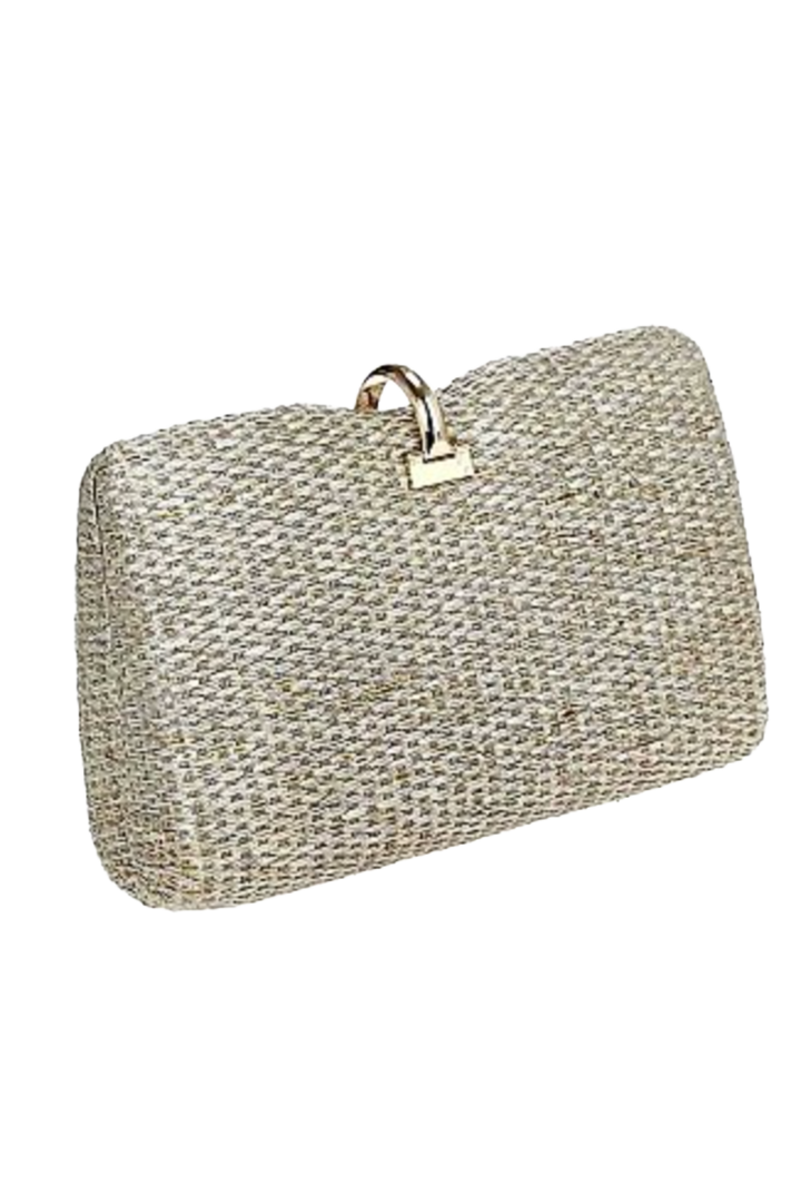 Woven Fabric Clutch- Gold
