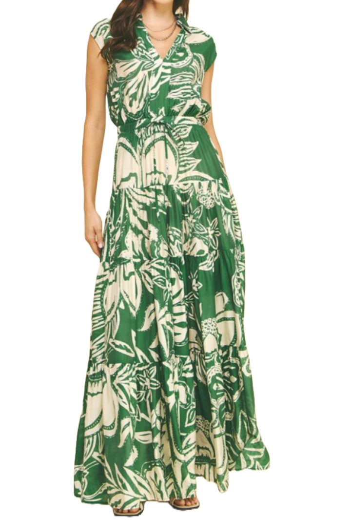 The Savannah Maxi Dress- Green Floral