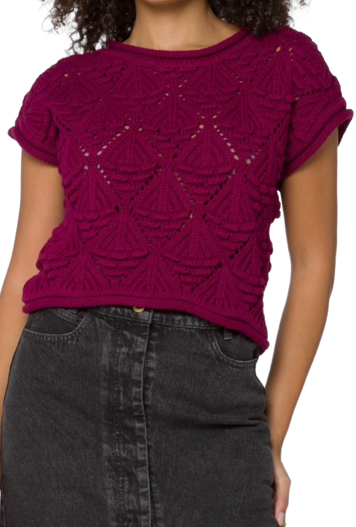 The Fay Sweater Top- Burgundy