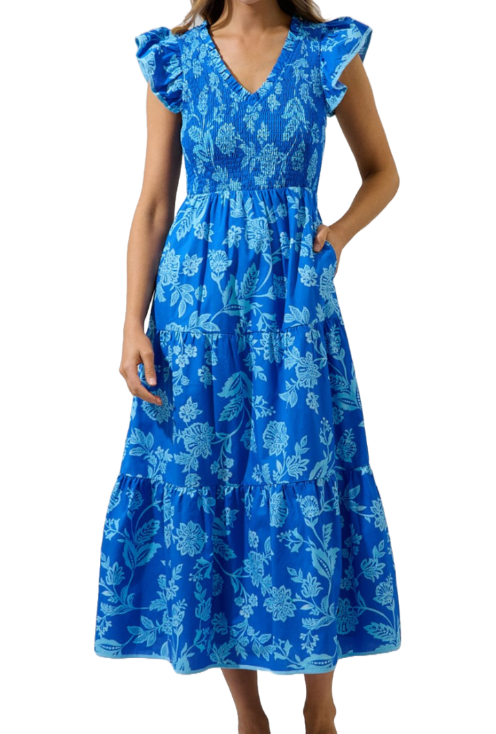 The Milana Maxi Dress- Blue Floral
