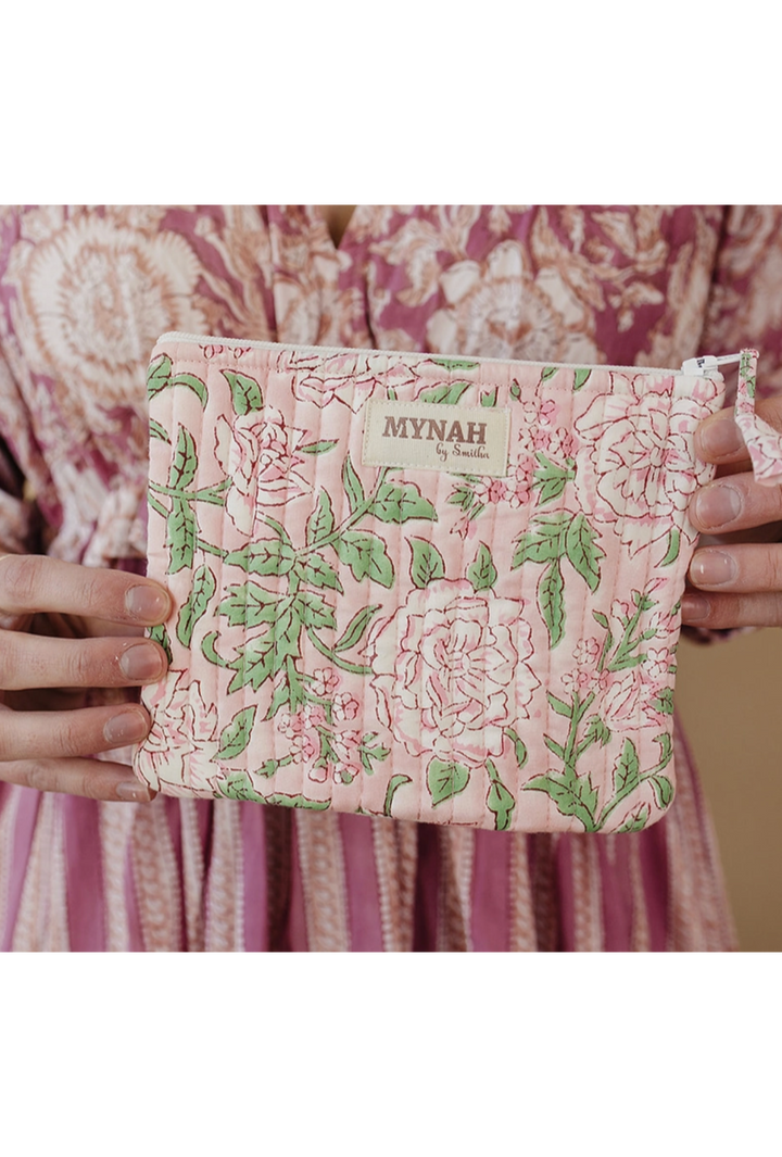 Bunny Rose Quilted Coin Purse